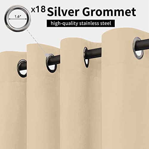 Easy-Going Outdoor Curtains Waterproof Windproof Weatherproof Curtain for Patio, Cabana, Porch, Pergola and Gazebo, Grommet Top and Tab Bottom Drape, 1panel, 150x108 inch, Beige - Image 2