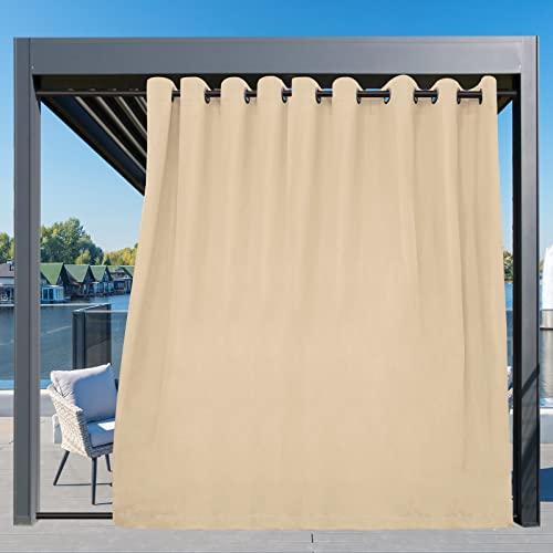 Easy-Going Outdoor Curtains Waterproof Windproof Weatherproof Curtain for Patio, Cabana, Porch, Pergola and Gazebo, Grommet Top and Tab Bottom Drape, 1panel, 150x108 inch, Beige - Image 3