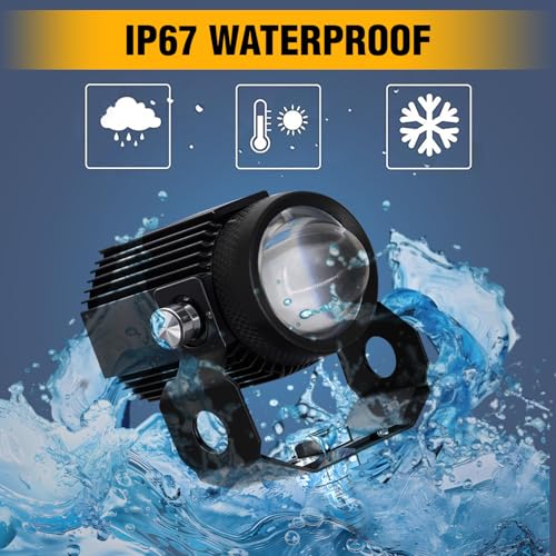 OTO2EYE Original Imported Mini Driving Fog Led Light Dc Power 12V-24V 40W Universal For All Motorcycle, Scooty, Cars, Projector Light White And Yellow (Pack Of 2, Switch) - Image 2