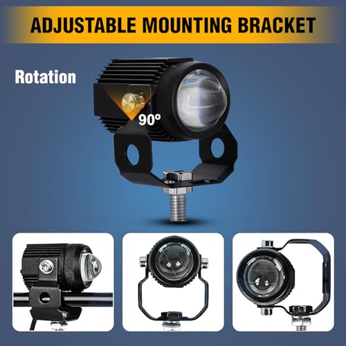OTO2EYE Original Imported Mini Driving Fog Led Light Dc Power 12V-24V 40W Universal For All Motorcycle, Scooty, Cars, Projector Light White And Yellow (Pack Of 2, Switch) - Image 5
