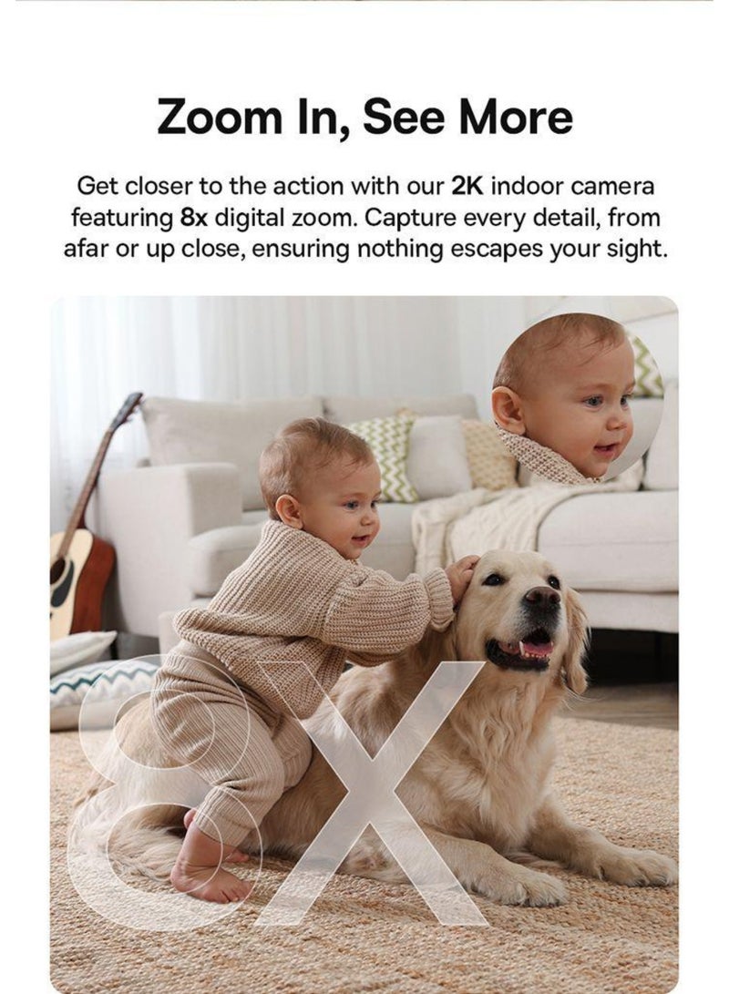 Baseus Baseus P1 Lite 2K Surveillance Camera, 360° Rotation with 8x Digital Zoom & Motion Detection, Indoor Camera, White  - Image 5