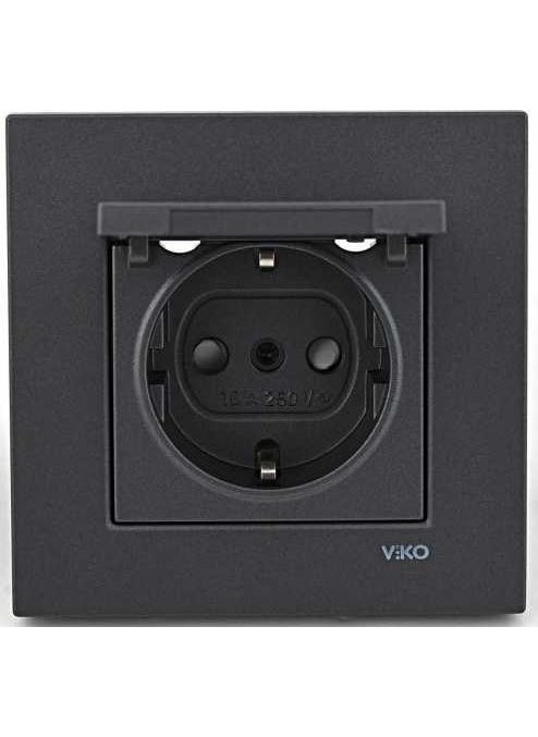 Viko - Novella Smoked Covered Child Protected Grounded Socket with Frame - Image 1