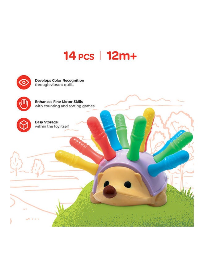 Moon Mighty Pete – Educational Fine Motor and Sensory Hedgehog Toy – Learning Montessori Game for Toddlers – Sorting and Stacking Toy for Gifting & Birthday Party – 14 PCS – 12m+ - Image 3