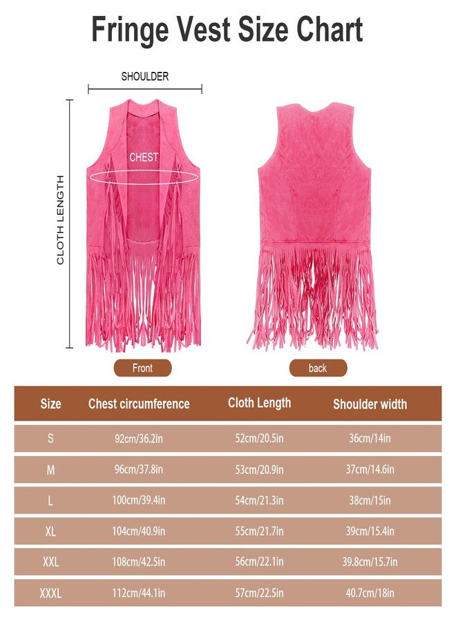 HyperFun Cowgirl Outfits for Women Western Costume Accessories Cowboy Hat Tassels Fringe Vest Earring Hippie Glasses Bandana, Pink, M - Image 5