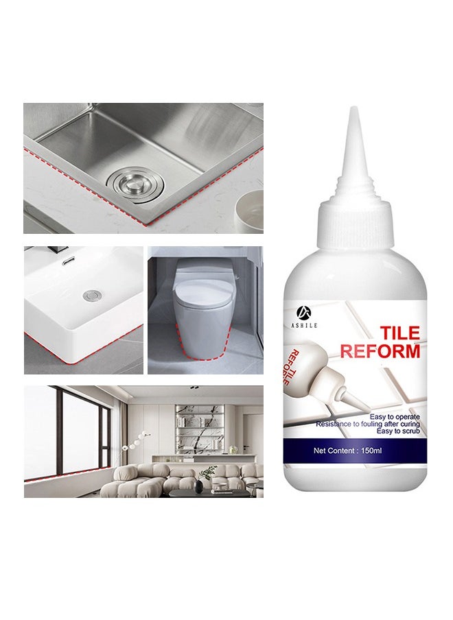 ASHILE - Tile Beform - White Grout Tiling Tile Repair Tile Gap Refill Agent Tile Reform Coating Mold Cleaner Tile Sealer Repair Glue 150ML - Image 1