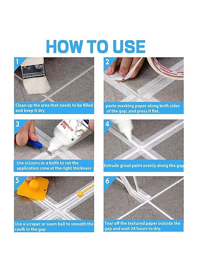 ASHILE - Tile Beform - White Grout Tiling Tile Repair Tile Gap Refill Agent Tile Reform Coating Mold Cleaner Tile Sealer Repair Glue 150ML - Image 1