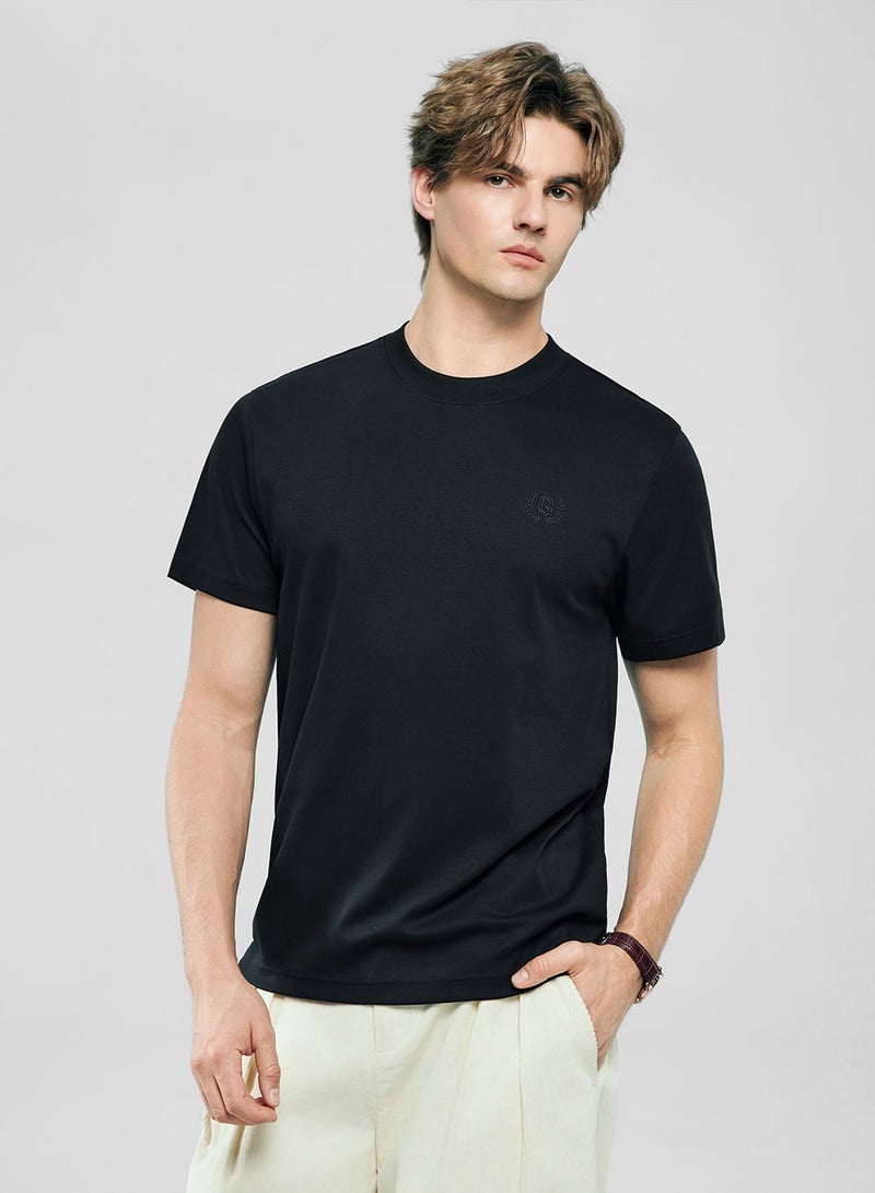 GIORDANO تي شيرت قطن بقلنسوة ضيق للرجال بلمسة سائلة - Image 1
