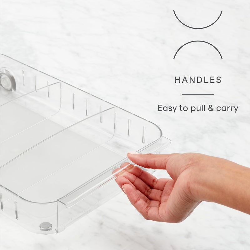 YouCopia RollOut Fridge Caddy BPA-Free Clear Rolling Refrigerator Organizer Bin with Adjustable Dividers and Handles, 9" Wide - Image 3