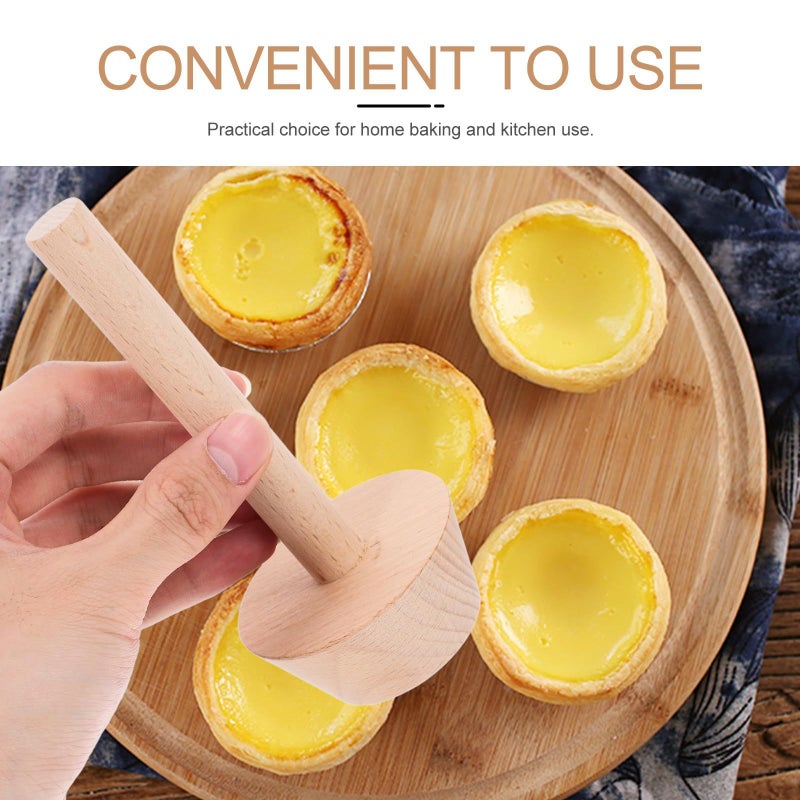 XL Wooden Egg Tart Mold Pastry Pusher For Baking DIY Dessert Tool - Image 3