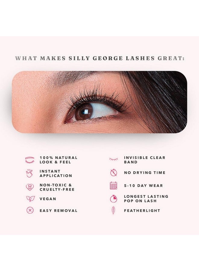Silly George Pop-On Lashes - DIY 1-Step Pre-Glued Faux Eyelash Clusters, Natural Look Extensions, Black - Blush, 5-7 Pair Set, Pack of 60 Clusters - Image 4