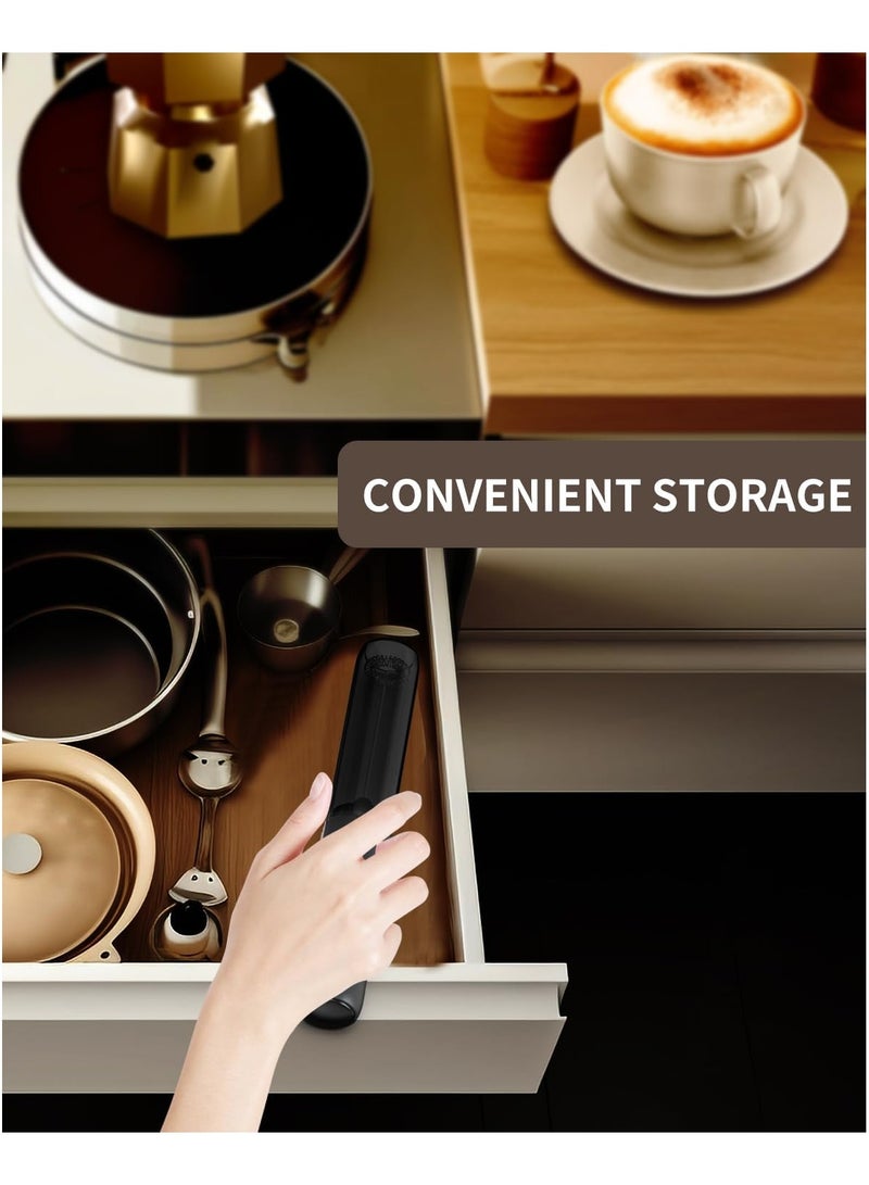 TDAO Rechargeable Electric Milk Frother, Portable 304 Stainless Steel Whisk Low Noise, USB-C Charging Handheld Foam Maker with Lid, Portable Hand Frother Wand Drink Mixer for Matcha Lattes Cappuccino, Kitchen Baking, Black - Image 5