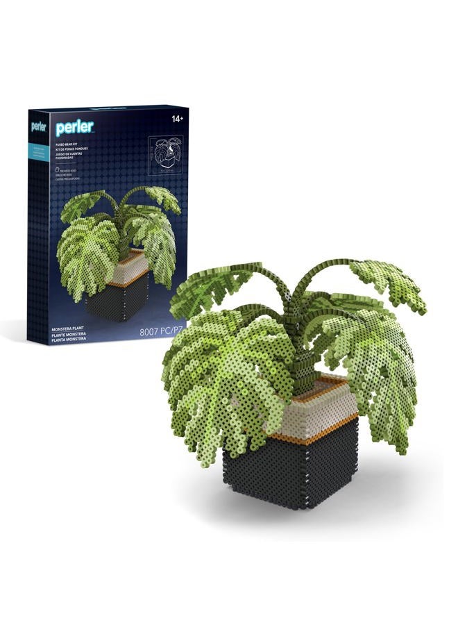 Perler 80-57234 Monstera Plant 3D Fused Bead Craft Activity Kit, Multicolor, 8007 Pieces - Image 1