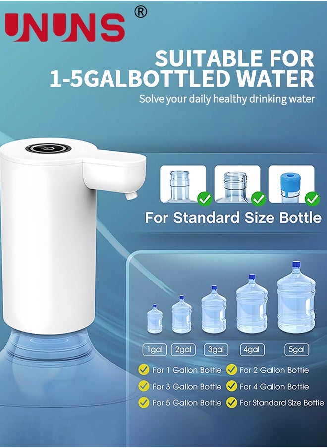 UNUNS Water Bottle Pump,Automatic Off Cold Water Dispenser Pump,For 5-19L Water Bottle Dispenser,Pump Replacement Parts,USB Charging Water Pump,Water Bottle Switch For Universal Bottle-White  - Image 3
