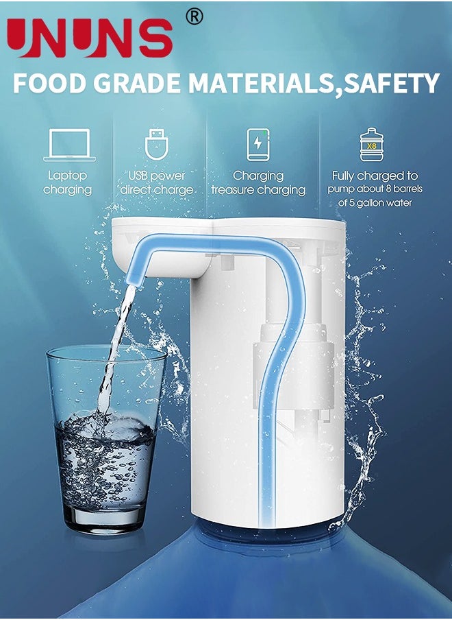 UNUNS Water Bottle Pump,Automatic Off Cold Water Dispenser Pump,For 5-19L Water Bottle Dispenser,Pump Replacement Parts,USB Charging Water Pump,Water Bottle Switch For Universal Bottle-White  - Image 2