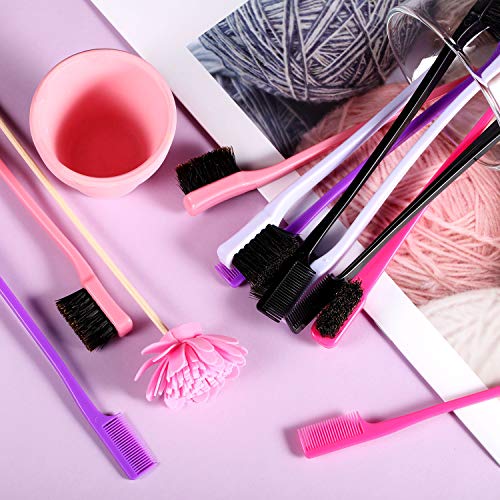 BBTO 10 Pieces Hair Edge Brush Double Sided Control Hair Brush Comb Combo Pack Smooth Comb Grooming, 5 Colors - Image 5
