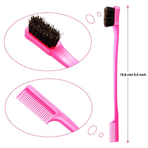 BBTO 10 Pieces Hair Edge Brush Double Sided Control Hair Brush Comb Combo Pack Smooth Comb Grooming, 5 Colors - Image 2