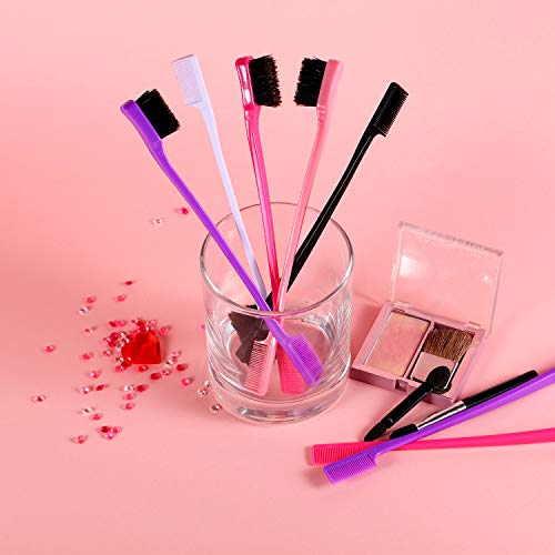 BBTO 10 Pieces Hair Edge Brush Double Sided Control Hair Brush Comb Combo Pack Smooth Comb Grooming, 5 Colors - Image 4