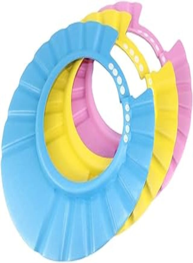 3Pack Baby Shower Cap Bath Visor for Toddlers Shampoo Cap Shower Protection Hat - Adjustable Soft Hair Washing Guard, Bath Shield Visor Hat,Eyes and Ears Head Protection for Baby, Kids, Children 