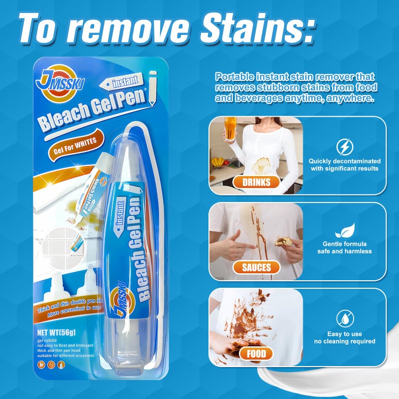 قلم مبيض للملابس، جل مزيل للبقع، قلم مبيض، قلم مزيل للبقع، قلم جل مبيض، تصميم DIY مبيض للملابس، سفر، إزالة البقع على الفور، أبيض لؤلؤي (1.76 أونصة سائلة (عبوة من 1)، ليمون) - Image 2