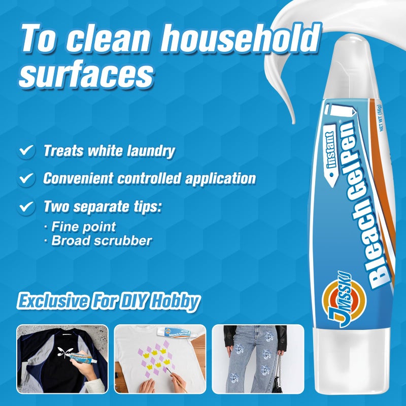 قلم مبيض للملابس، جل مزيل للبقع، قلم مبيض، قلم مزيل للبقع، قلم جل مبيض، تصميم DIY مبيض للملابس، سفر، إزالة البقع على الفور، أبيض لؤلؤي (1.76 أونصة سائلة (عبوة من 1)، ليمون) - Image 3