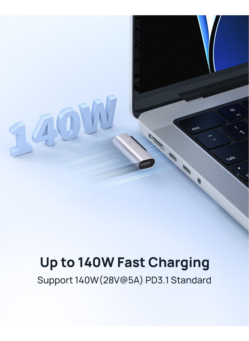 SYOSI 140W PD Quick Charge USB C to Magnetic 3 Adapter, Type-C to Mags 3 Converter with LED Indicator Light, Compatible with MacBook Pro 2024/2023/2021 (M1/M2/M3, 14/16"), MacBook Air (M2/M3), Silver  - Image 2