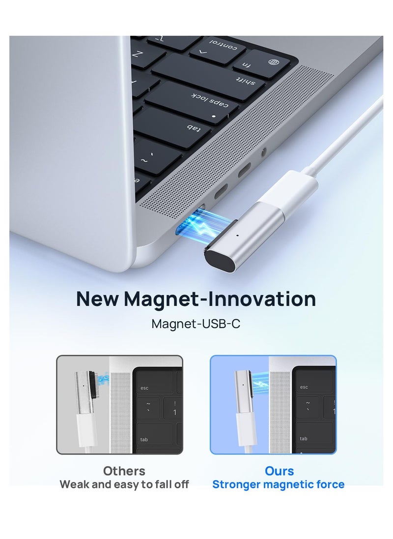 SYOSI 140W PD Quick Charge USB C to Magnetic 3 Adapter, Type-C to Mags 3 Converter with LED Indicator Light, Compatible with MacBook Pro 2024/2023/2021 (M1/M2/M3, 14/16"), MacBook Air (M2/M3), Silver  - Image 3