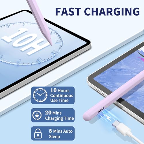 HFENGZN iPad Pencil for 9th & 10th Generation, Fast Charge Stylus Pen for Palm Rejection and Tilt Sensitivity, Compatible with iPad Pro 11/12.9in, Mini 5/6, iPad 6/7/8/9/10, Air 3/4/5 (Purple) - Image 4