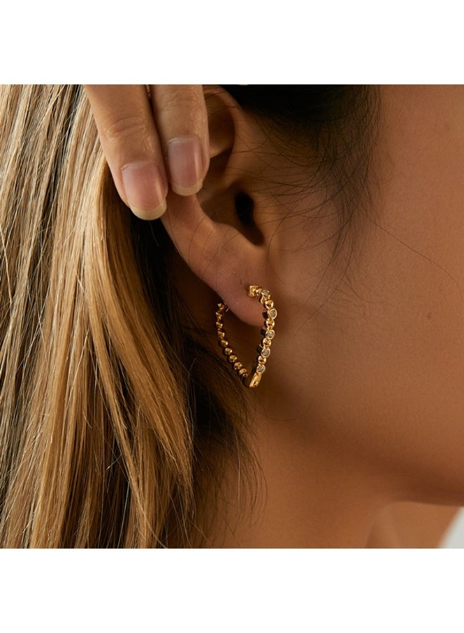 NOORISH 1 Pair Minimalist Creative Earrings, 18K Gold Plated Copper with Zircon, Elegant European Style Light Luxury Jewelry for Women, Gift - Image 4