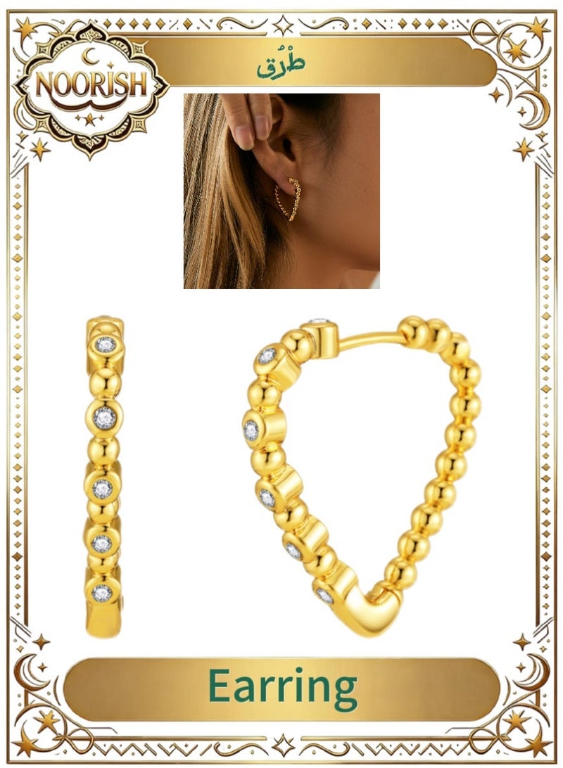 NOORISH 1 Pair Minimalist Creative Earrings, 18K Gold Plated Copper with Zircon, Elegant European Style Light Luxury Jewelry for Women, Gift - Image 1