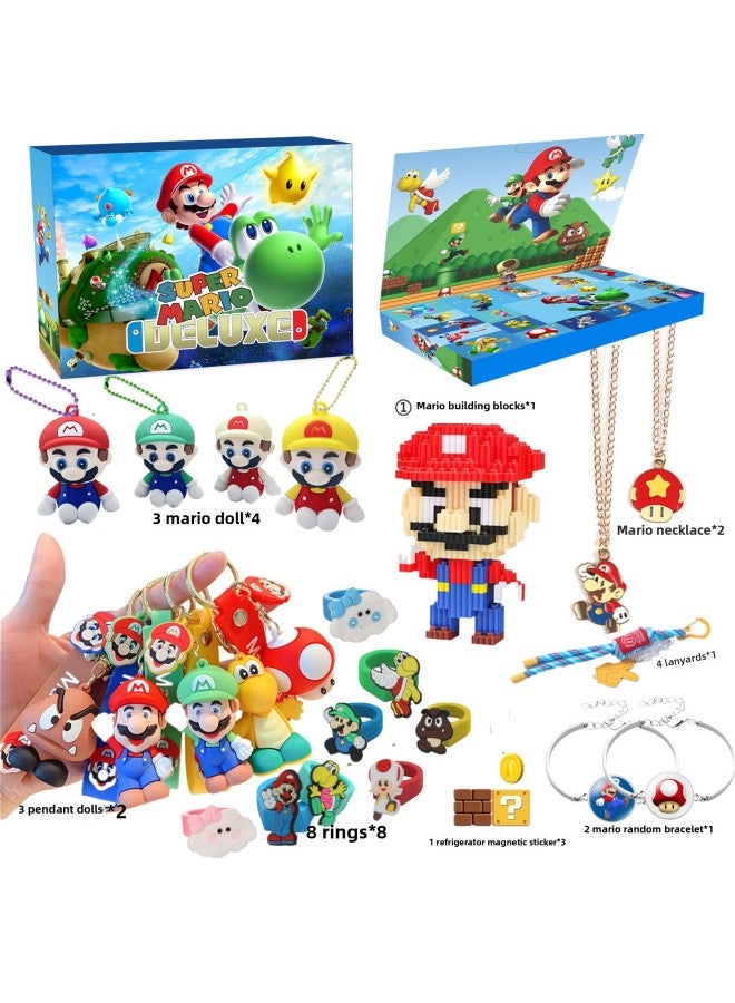 Cave Le Blind Box Doll Pendant Keychain Children's Day Gift Box KT Mario Doll Ornaments Toy Suit-Color:Mario Dongdongle St-033a [bracelet Style]