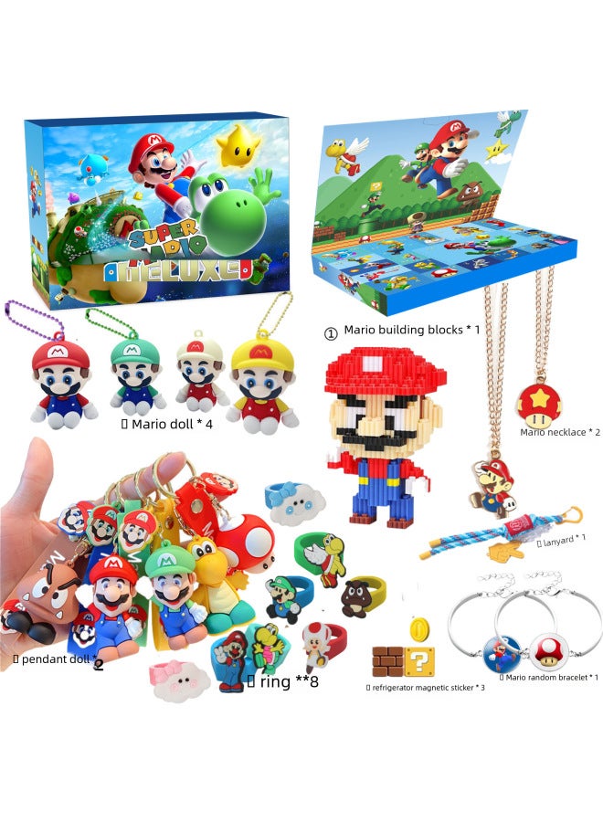 Cave Le Blind Box Doll Pendant Keychain Children's Day Gift Box KT Mario Doll Ornaments Toy Suit-Color:Mario Dongdongle St-033a [bracelet Style]