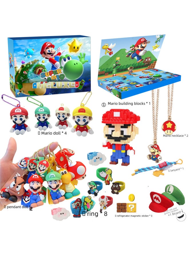 Cave Le Blind Box Doll Pendant Keychain Children's Day Gift Box KT Mario Doll Ornaments Toy Suit-Color:Mario Dongdongle St-033a [bracelet Style]