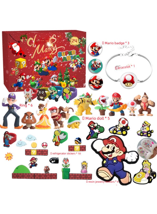 Cave Le Blind Box Doll Pendant Keychain Children's Day Gift Box KT Mario Doll Ornaments Toy Suit-Color:Mario Dongdongle St-033a [bracelet Style]