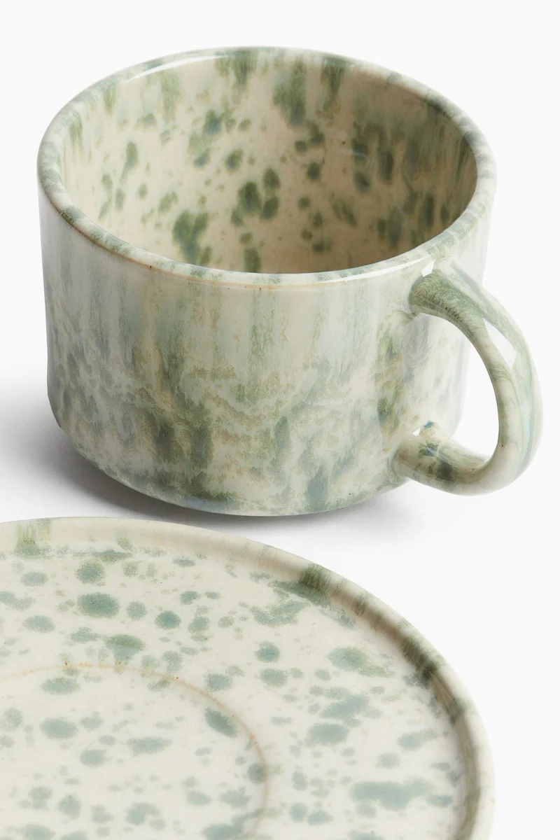 H&M Reactive-glaze mug and saucer