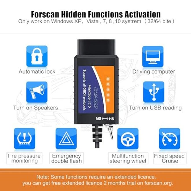 قارئ أكواد ELM327 مع مفتاح 25k80، محول OBD2 USB، ماسح ضوئي تشخيصي، أداة برمجة للمركبات، متوافق مع ويندوز - Image 3