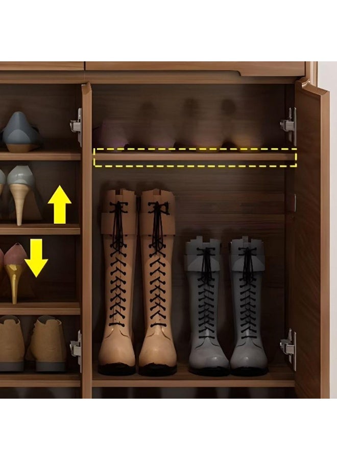 إيونتو خزانة أحذية عصرية بقطر ١٠٠ سم مع درجين و٣ أبواب - لمسة نهائية خشبية، تصميم أخدود بدون مقابض، أرجل خشبية وحجرات تخزين مفتوحة - Image 5