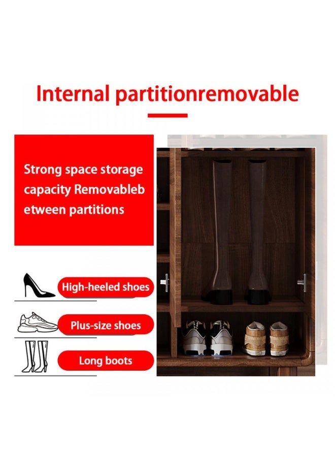 إيونتو خزانة أحذية عصرية بقطر ١٠٠ سم مع درجين و٣ أبواب - لمسة نهائية خشبية، تصميم أخدود بدون مقابض، أرجل خشبية وحجرات تخزين مفتوحة - Image 4