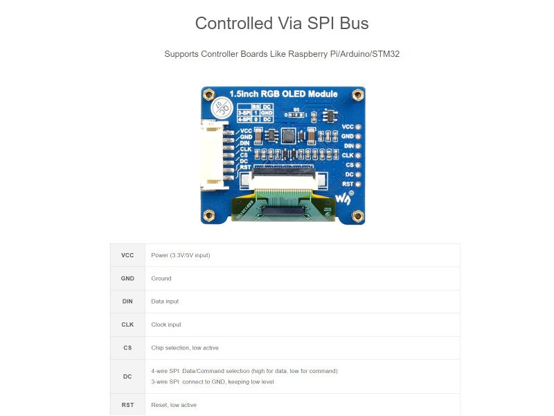 waveshare 1.5inch RGB OLED Display Module, 128x128 Pixels Displaying 65K Colors, Support Raspberry Pi Arduino STM32, SPI Interface - Image 5