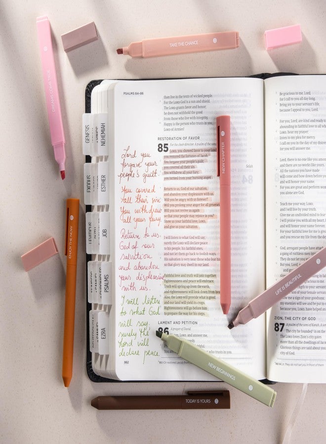 DIVERSEBEE أقلام تظليل وجل من دايفرسبي، أقلام تظليل للكتاب المقدس بألوان ترابية، لا تسيل، عبوة من 8 ألوان متنوعة، أقلام تدوين لطيفة، لوازم دراسة الكتاب المقدس (أحلام) - Image 2