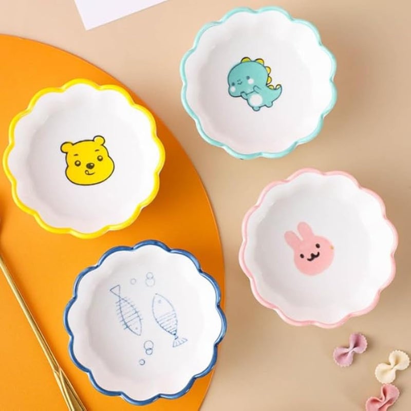 P Plus Fire Ceramic Dip Bowls - Ceramic Pinch Bowls Mini Dipping Bowls Sauce Dishes - Small Dipping Dishes Mini Prep Bowls for Soy Sauce, Ketchup, BBQ - Dishwasher & Microwave Safe Bowls (Bear, 4 Pc) - Image 5