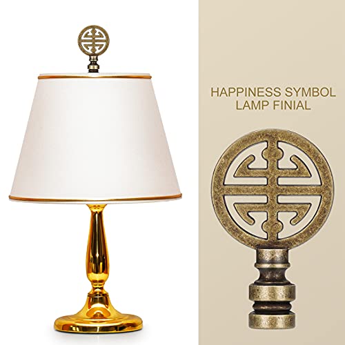 Canomo 2 Packs Oriental Asian Lamp Finial Cap Knob Lamp Decoration for Lamp Shade, Antique Brass, 2.16 Inches - Image 3
