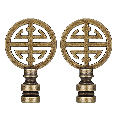 Canomo 2 Packs Oriental Asian Lamp Finial Cap Knob Lamp Decoration for Lamp Shade, Antique Brass, 2.16 Inches - Image 1