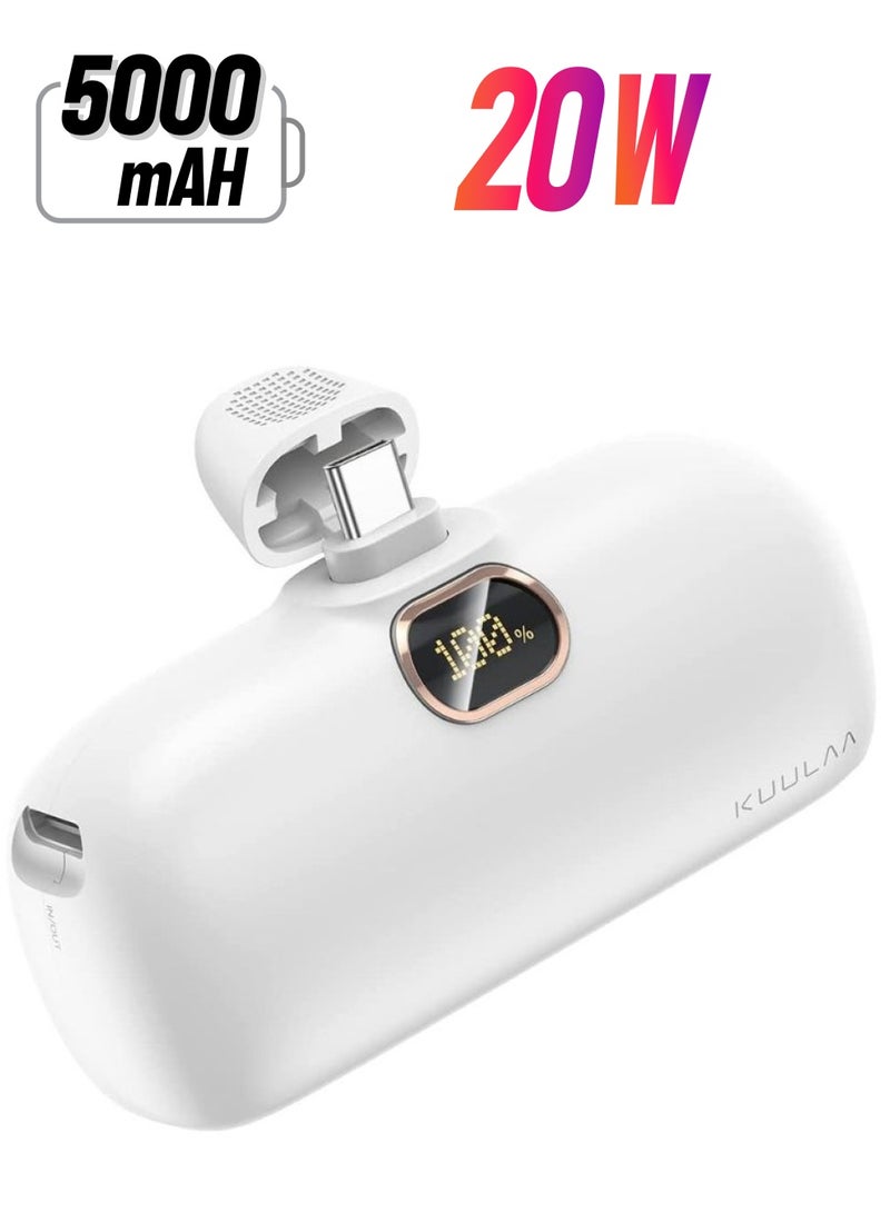 كولا شاحن محمول صغير من Kuulaa ، بنك طاقة سريع الشحن بسعة 5000 مللي أمبير / ساعة 20 واط PD فائق الصغر ، شاشة رقمية LED لبطارية لاسلكية متوافقة مع  أجهزة Android مثل Samsung Galaxy و Pixel و Moto و LG و Hua - Image 1