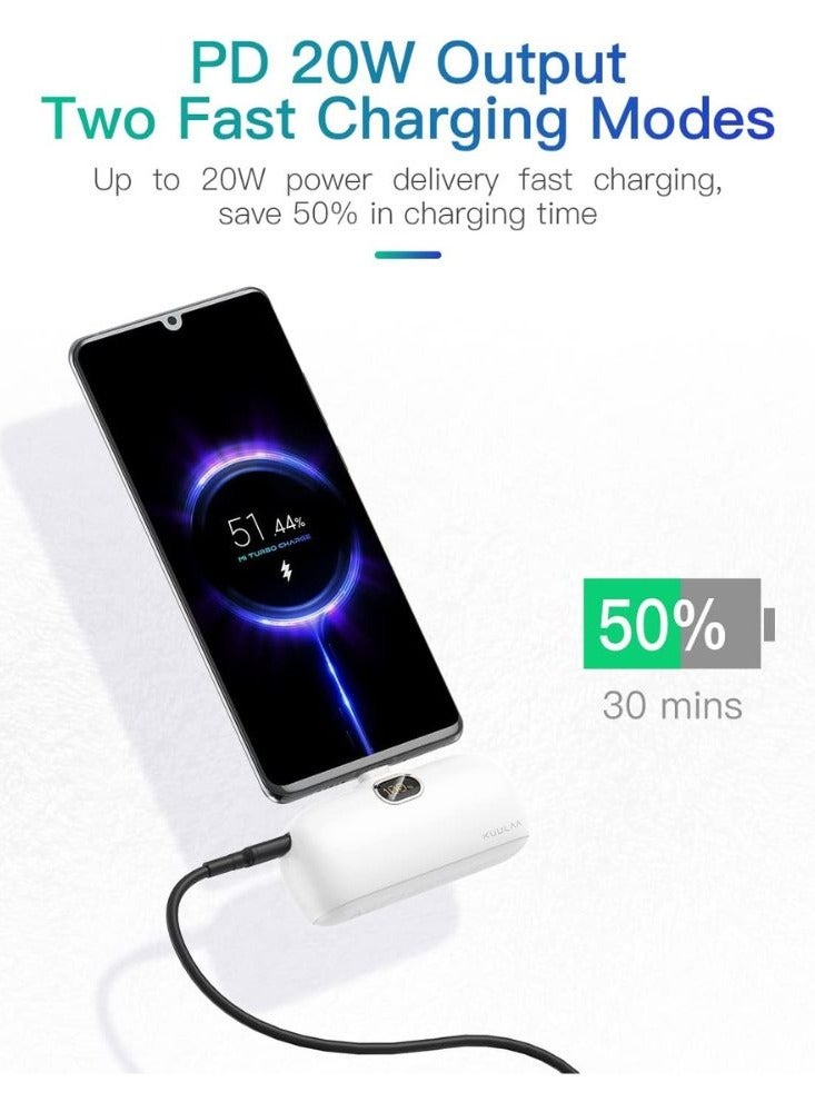 كولا شاحن محمول صغير من Kuulaa ، بنك طاقة سريع الشحن بسعة 5000 مللي أمبير / ساعة 20 واط PD فائق الصغر ، شاشة رقمية LED لبطارية لاسلكية متوافقة مع  أجهزة Android مثل Samsung Galaxy و Pixel و Moto و LG و Hua - Image 4