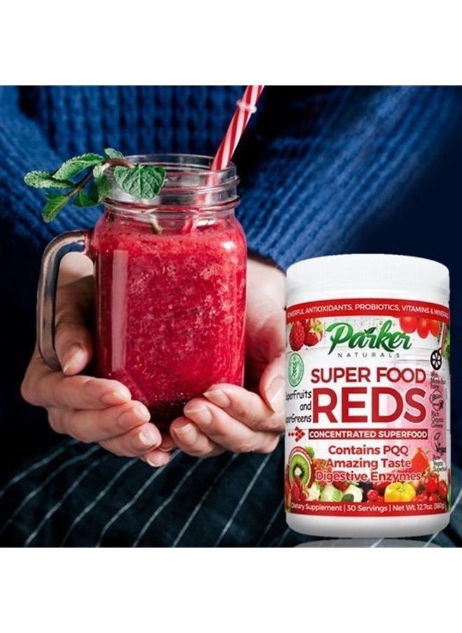 Parker Naturals - SuperFood Reds Organic Antioxidant Powder:Supports Energy! Probiotics, Vitamins, Minerals with Benefits from SuperFruits &Greens.Amazing Taste! Vegan&Gluten Free - Image 1