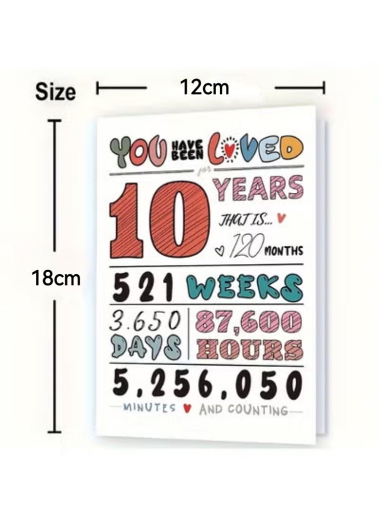 1pcs 10th Birthday Greeting Card – Elegant Floral Design, Premium Festive Invitation with Envelope - Image 3