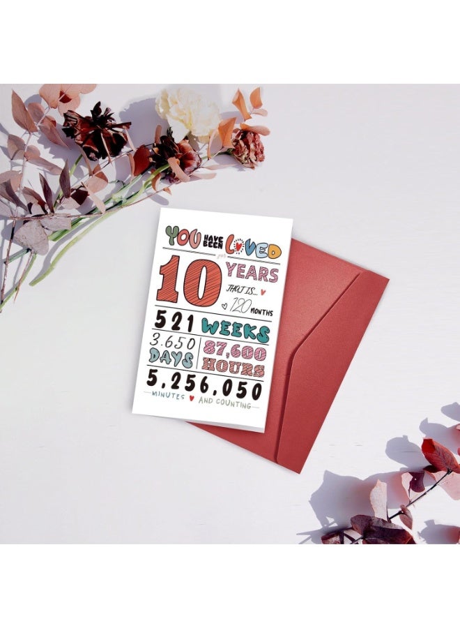 1pcs 10th Birthday Greeting Card – Elegant Floral Design, Premium Festive Invitation with Envelope - Image 4