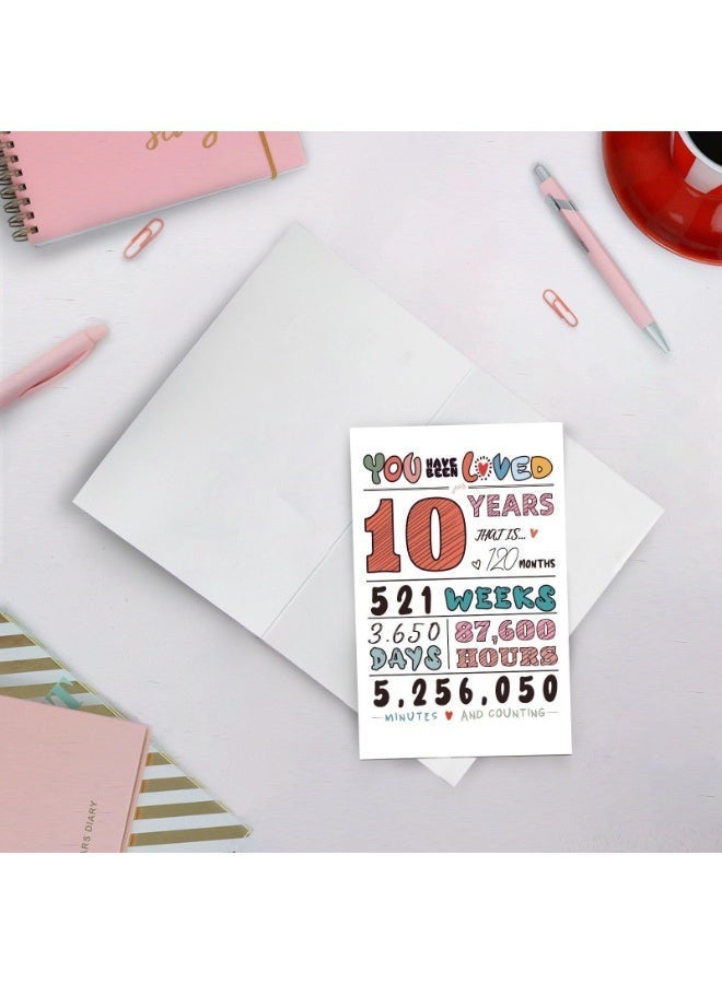 1pcs 10th Birthday Greeting Card – Elegant Floral Design, Premium Festive Invitation with Envelope - Image 2