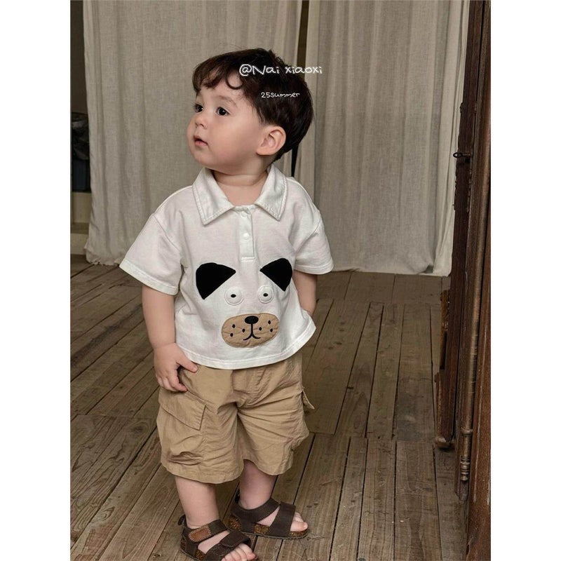 Children's Cotton Polo Shirt with 3D Puppy Print - Image 2