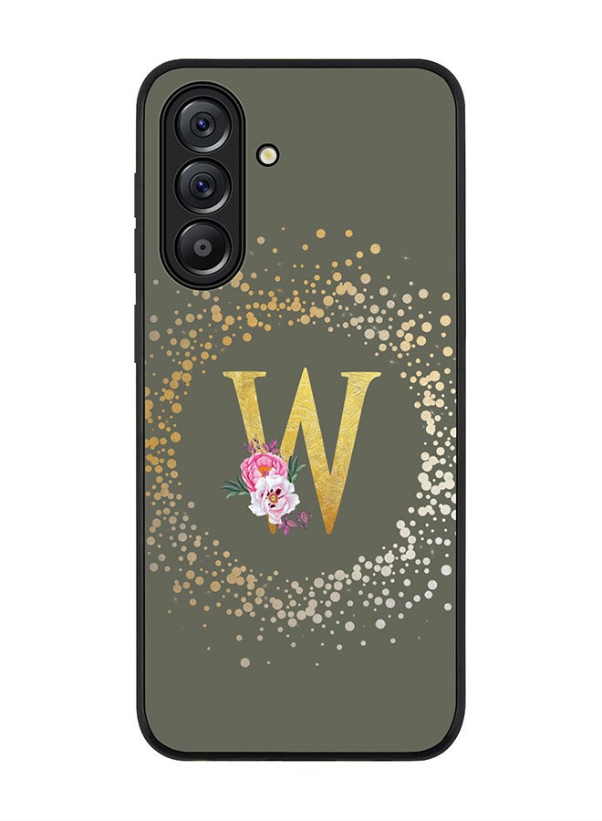 Stylizedd For Samsung Galaxy A56 5G Case,Slim fit Camera Protection, Shockproof Thin Phone cover  - Custom Monogram Floral - W  (Olive Green ) - Image 1